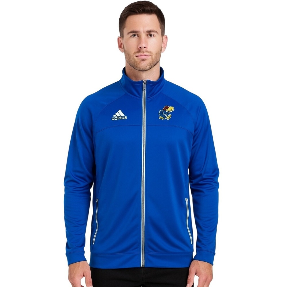 Adidas Track Jacket KU Jayhawks Full-Zip Climalite Athletic Collegiate Fanwear L